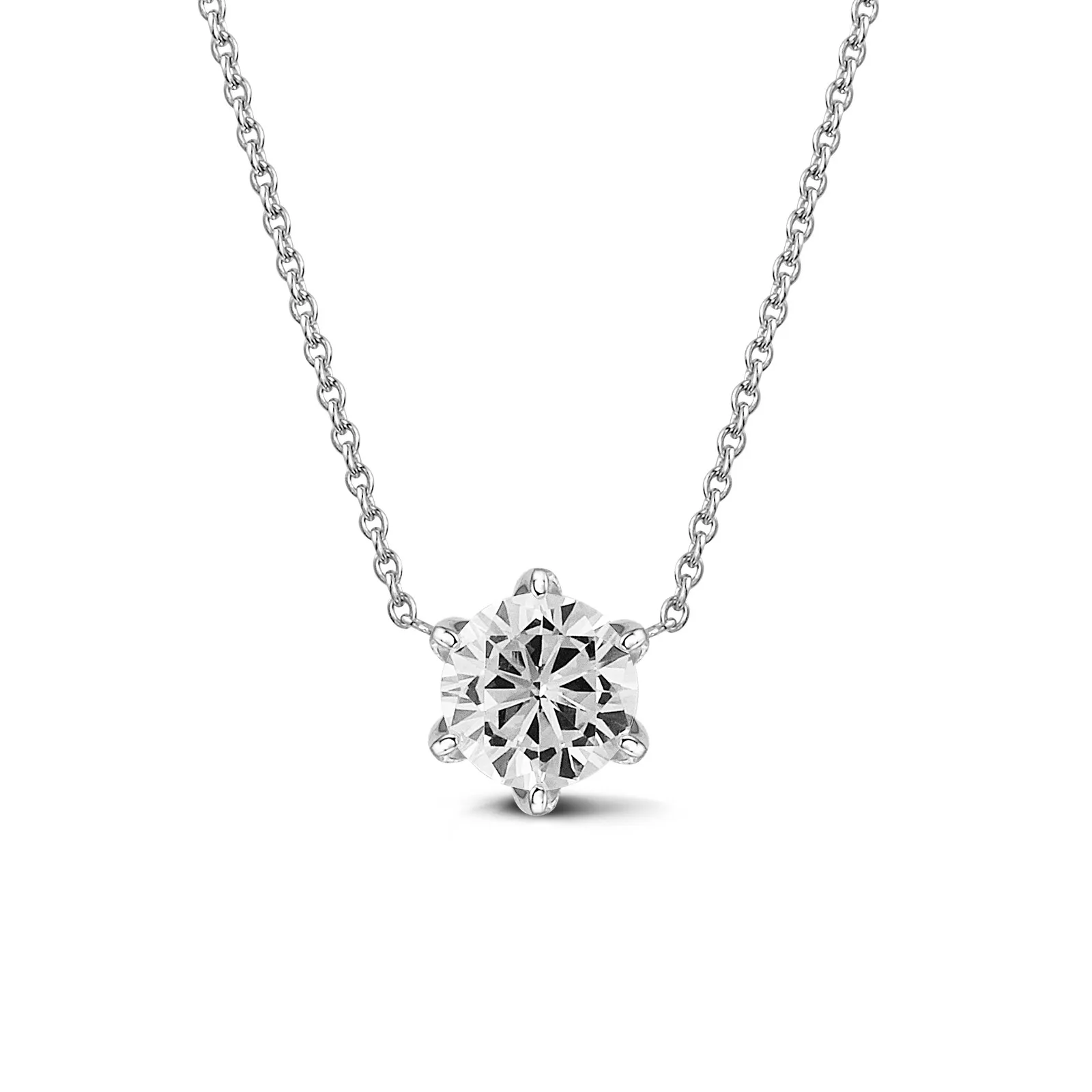 0.90 quilates colgante solitario en oro blanco con diamante redondo 