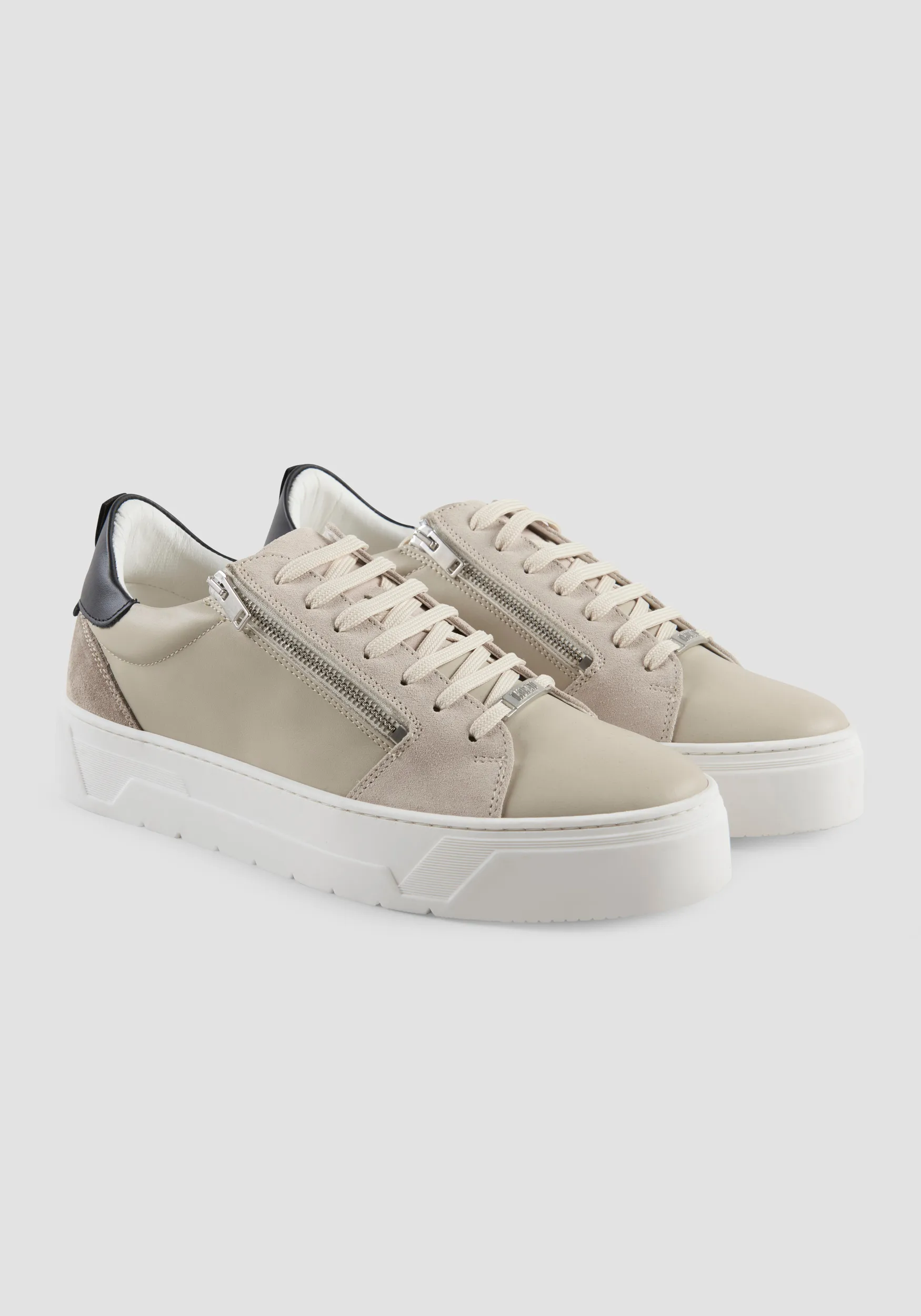 100% PIEL «ZIPPER» ZAPATILLA BAJA CON CREMALLERA LATERAL