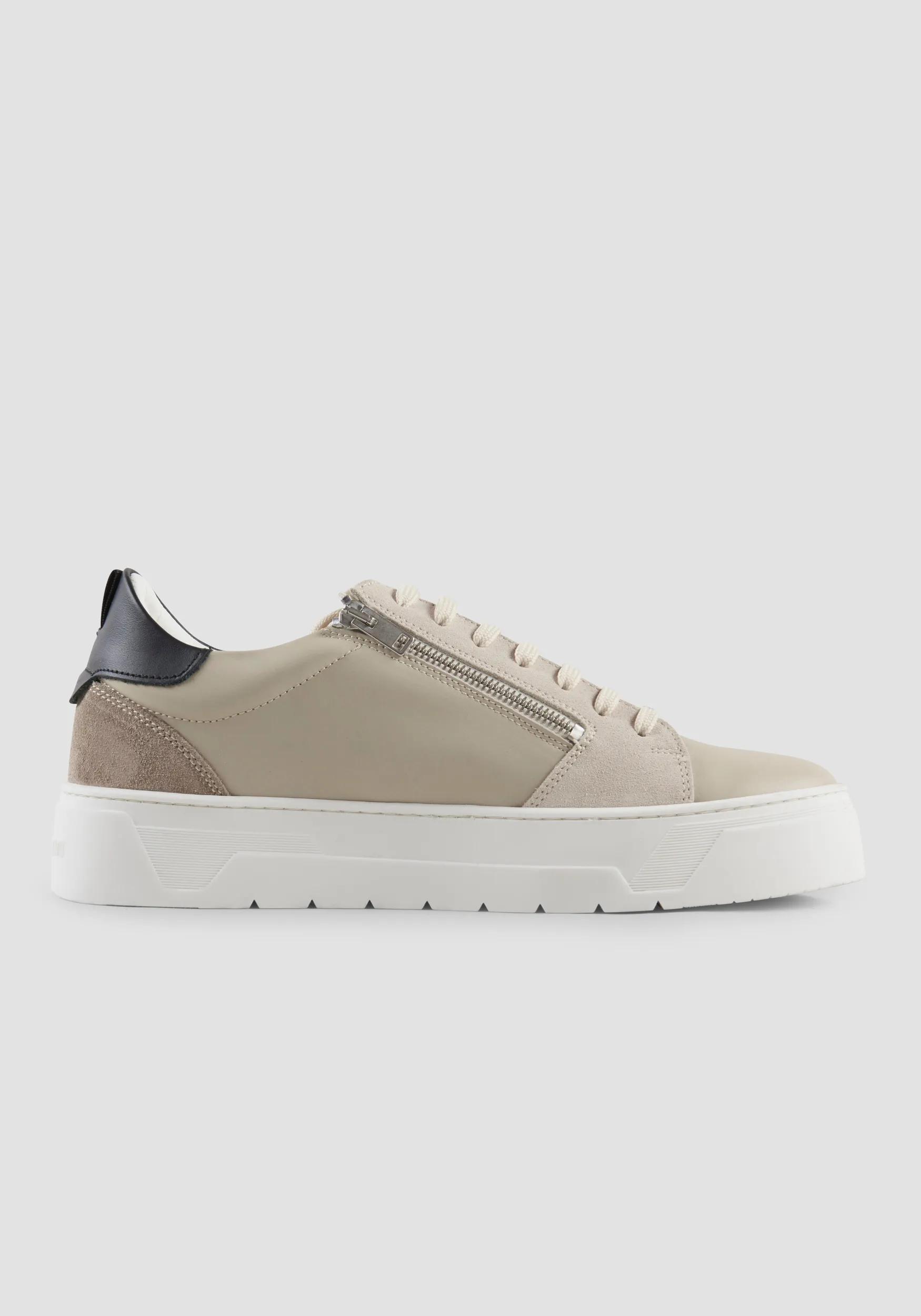 100% PIEL «ZIPPER» ZAPATILLA BAJA CON CREMALLERA LATERAL