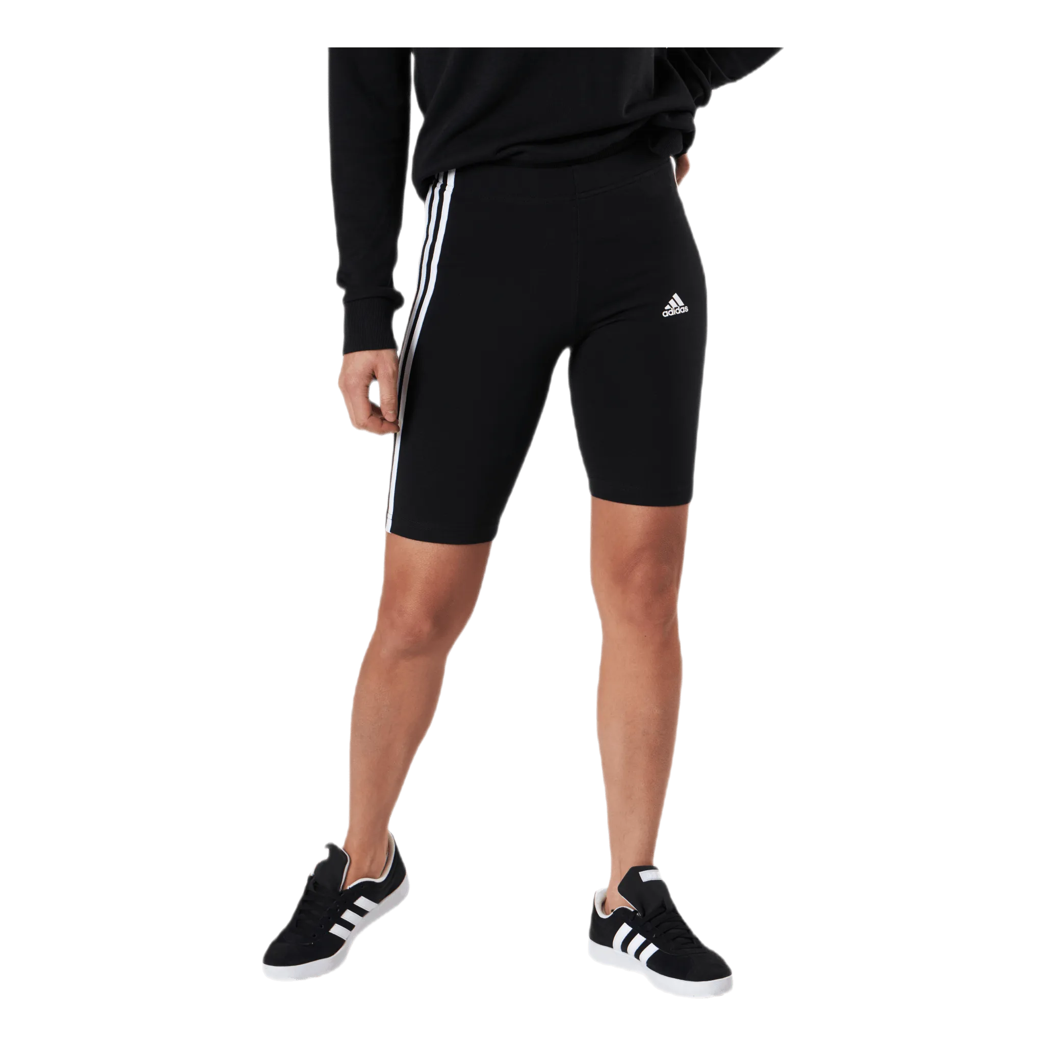ADIDAS ESSENTIALS 3STRIPES BIKE SHORTS BLACK / WHITE