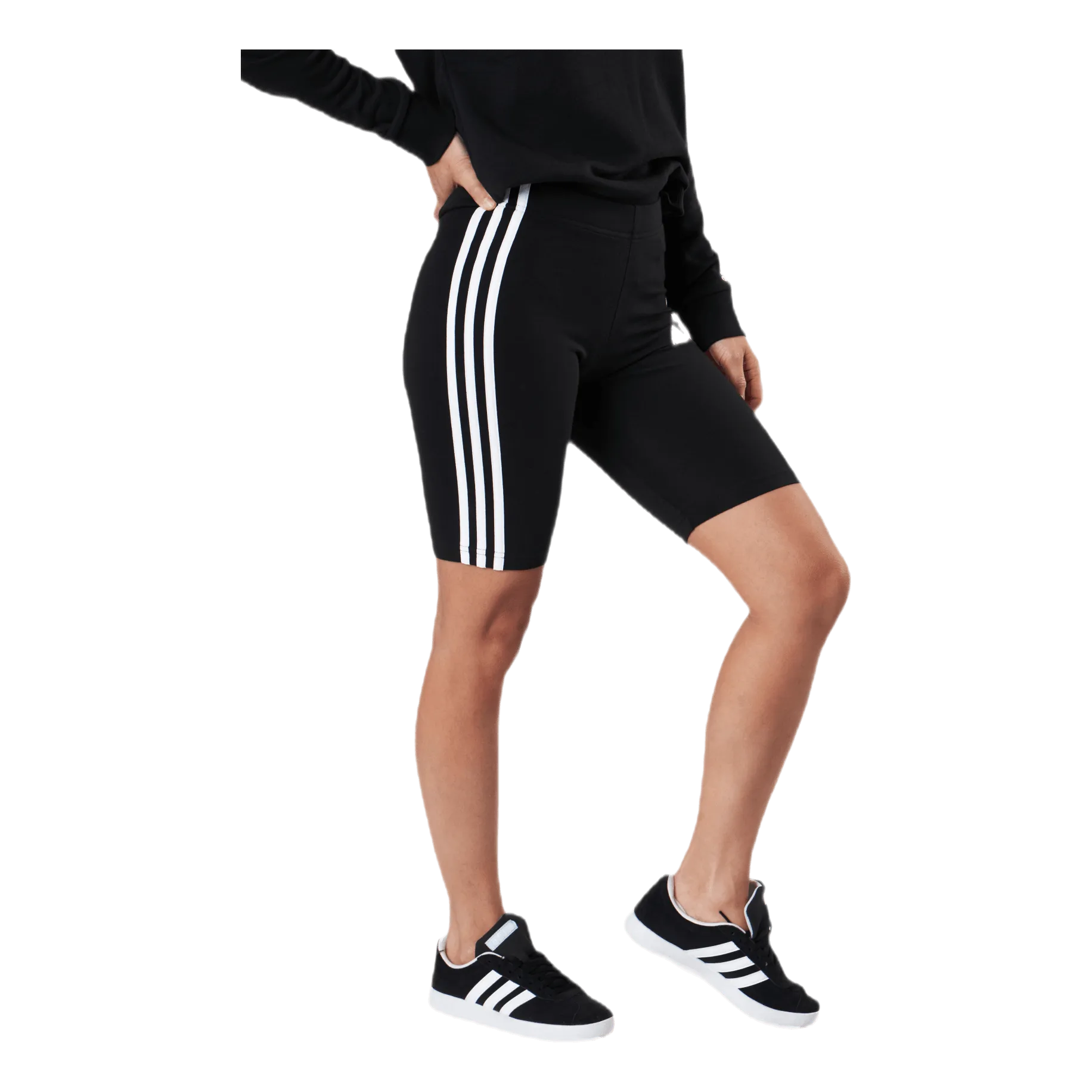 ADIDAS ESSENTIALS 3STRIPES BIKE SHORTS BLACK / WHITE