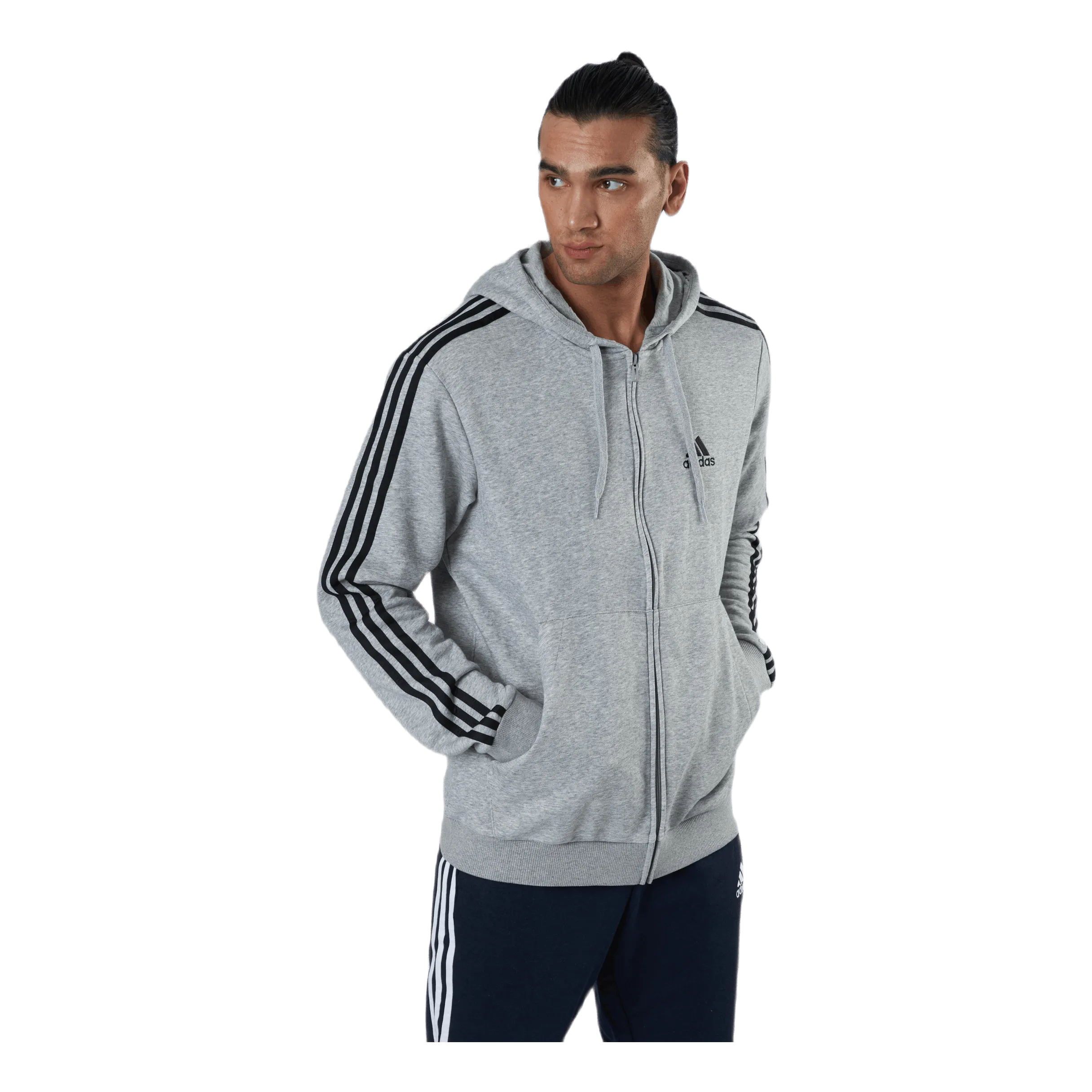 ADIDAS ESSENTIALS FULLZIP HOODIE MEDIUM GREY HEATHER / BLACK
