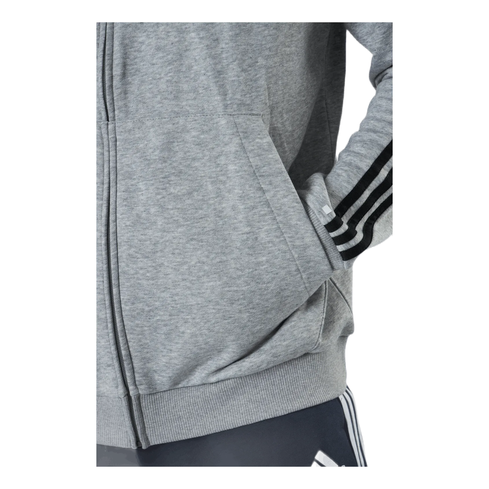 ADIDAS ESSENTIALS FULLZIP HOODIE MEDIUM GREY HEATHER / BLACK