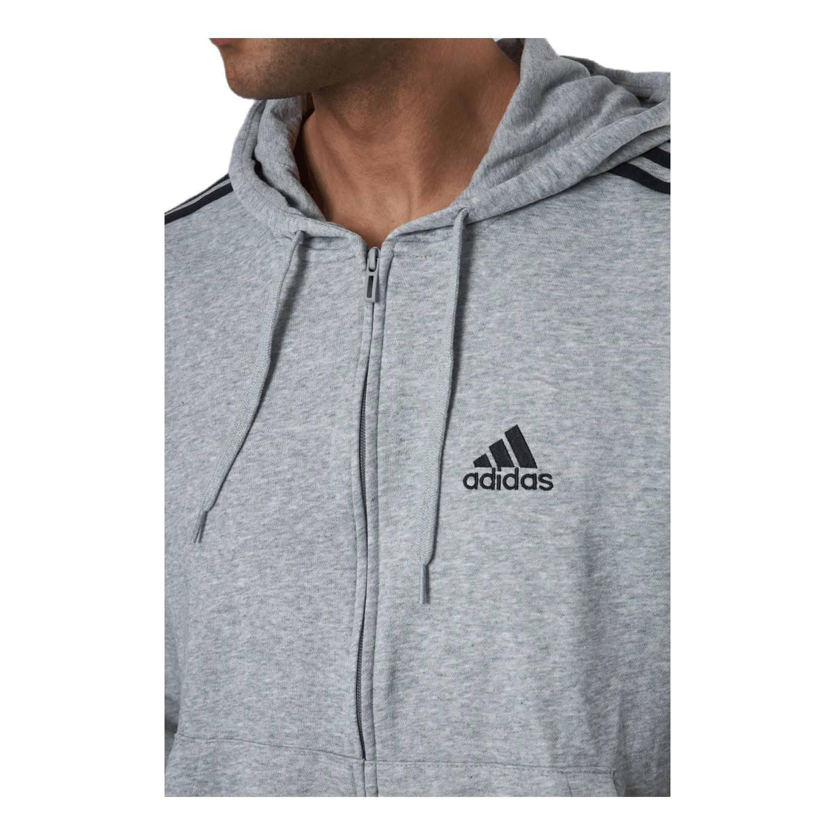 ADIDAS ESSENTIALS FULLZIP HOODIE MEDIUM GREY HEATHER / BLACK