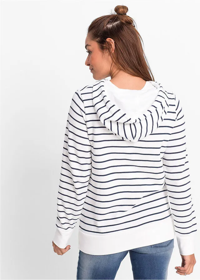 ALEGRE SUDADERA CON CAPUCHA DE CHICA BLANCOAZUL MARINO A RAYAS