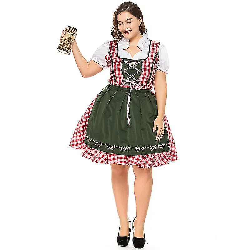 Alemán Oktoberfest Plus Size Vestido Bávaro Traje Tradicional de Cerveza Vestido Festivo Fiesta Baile Vestido Talla Grande
