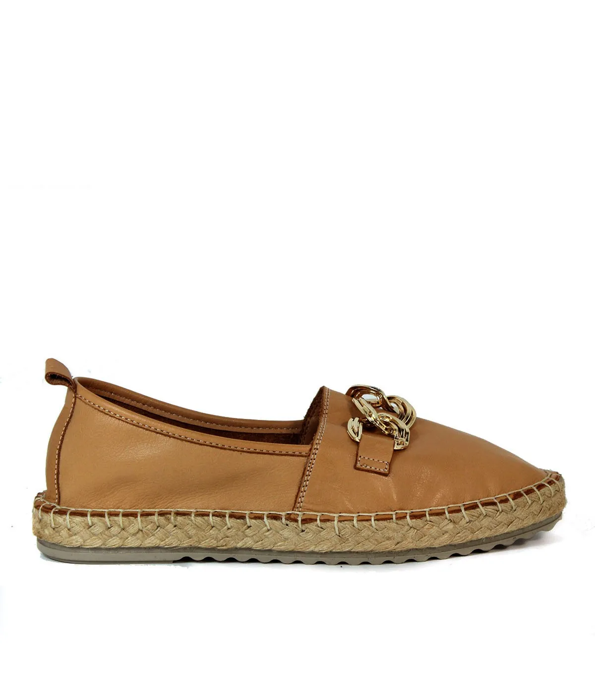 ALPARGATA ESTILO MOCASÍN DE PIEL APLAUSO SR24509 CUERO
