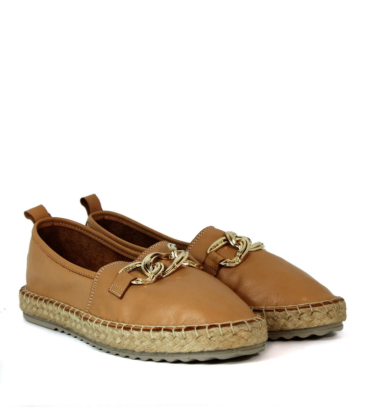ALPARGATA ESTILO MOCASÍN DE PIEL APLAUSO SR24509 CUERO
