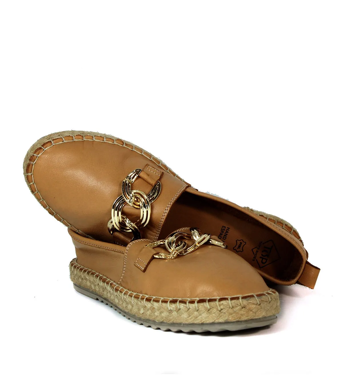 ALPARGATA ESTILO MOCASÍN DE PIEL APLAUSO SR24509 CUERO