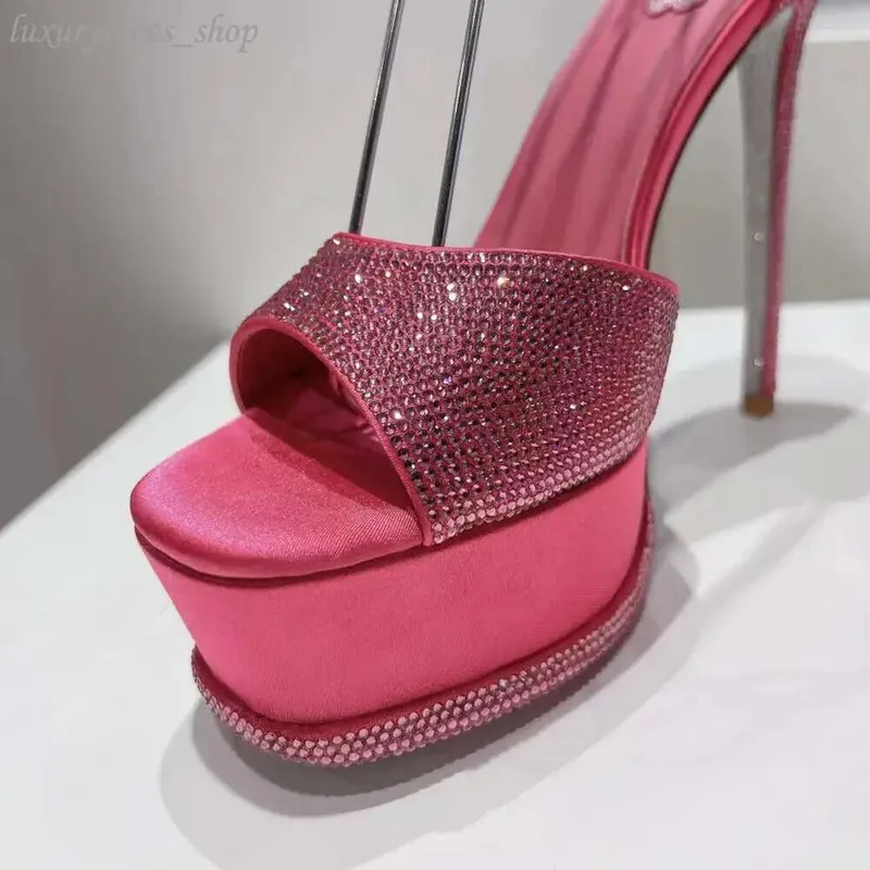 Anastasia Crystal Pearl Platform de 130 mm Tisos de diamantes de diario de diario sandalias Rene Caovilla Cleo Diseñadores de ta