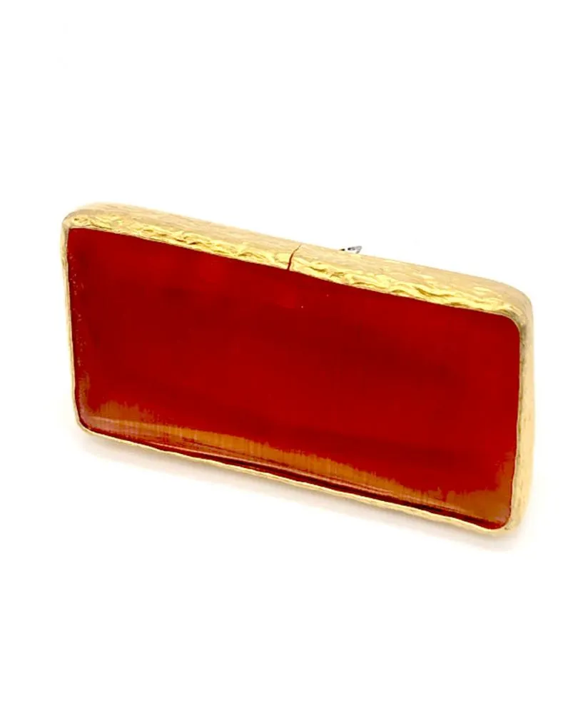 ANILLO MUJER GRANDE NARANJA CON PIEDRA RECTANGULAR DE ALTA BISUTERÍA