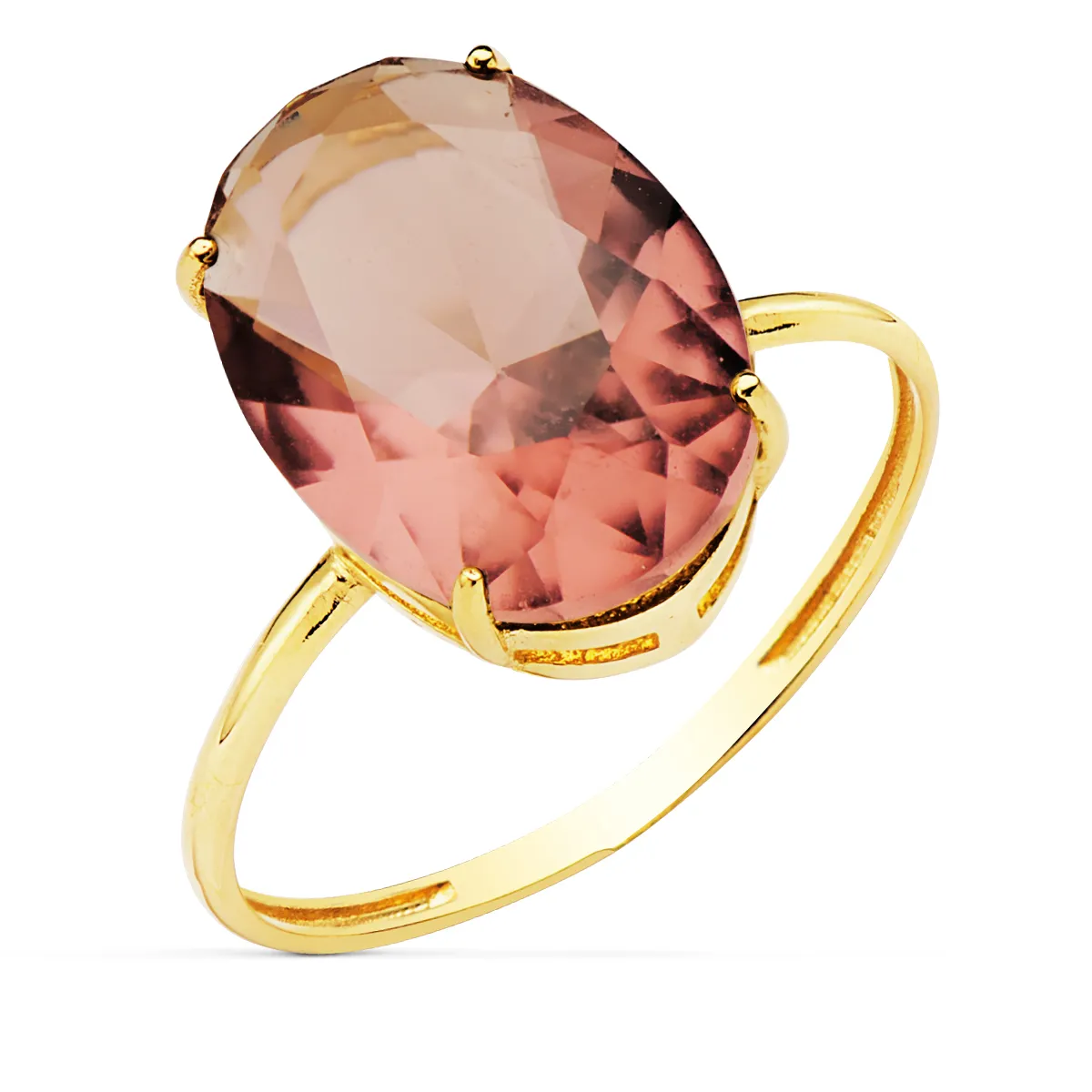 Anillo Oro Piedra de Color 14 x 10 mm.