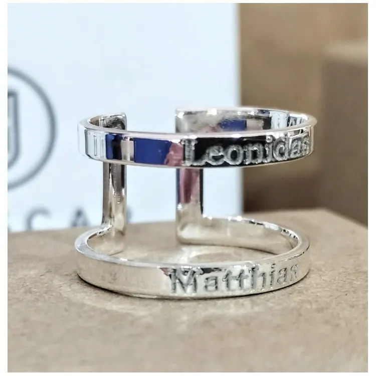 Anillo personalizado doble linea en plata de ley