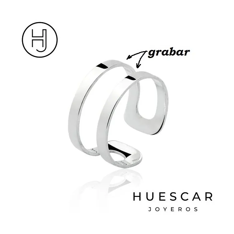 Anillo personalizado doble linea en plata de ley