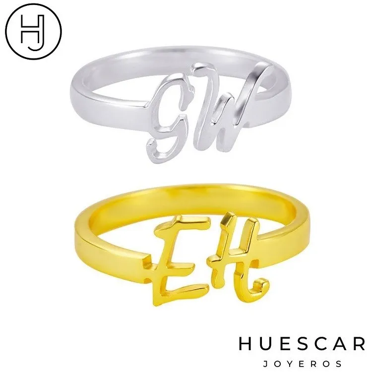 Anillo personalizado iniciales plata de ley