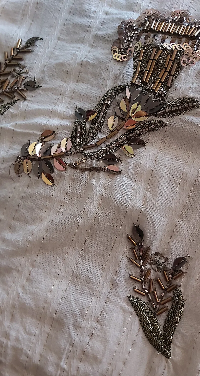 ANTHROPOLOGIE Beaded Sequin Floral Gauzy Blouse
