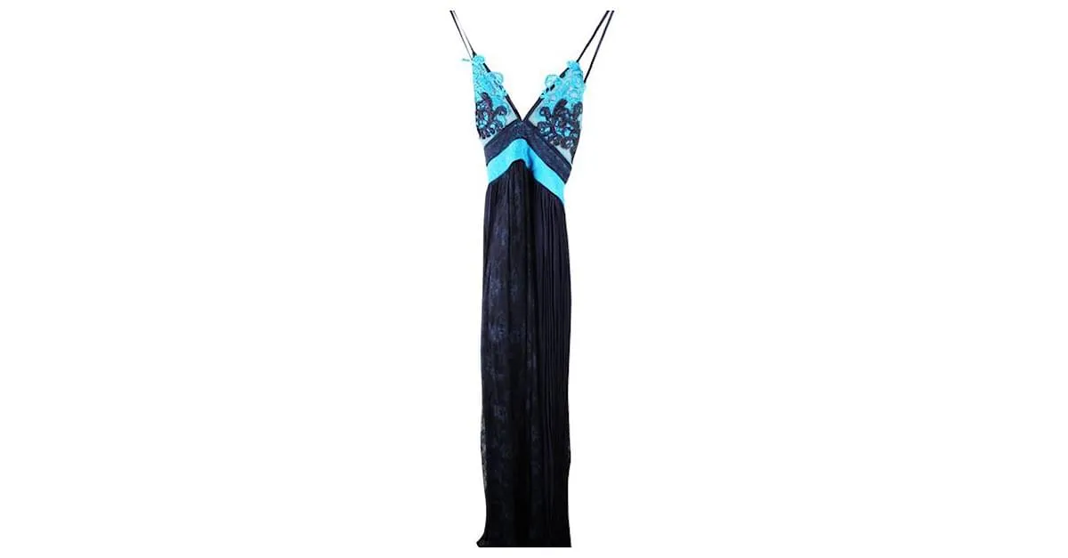 Autre Marque DISEÑADOR CONTEMPORÁNEO Vestido de encaje sin espalda Azul marino 