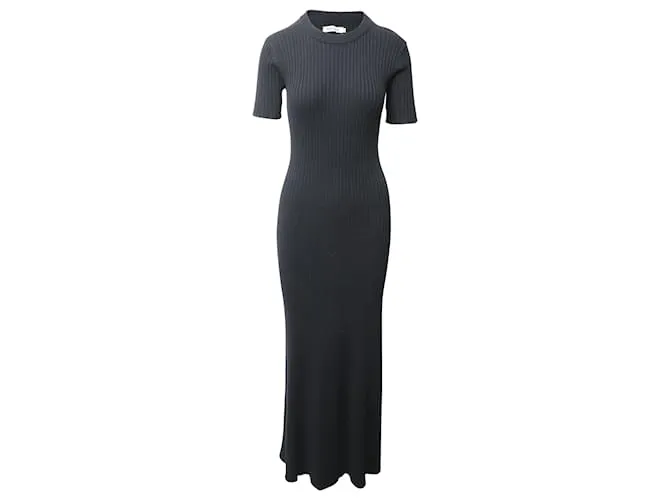Autre Marque Vestido de canalé con espalda abierta Sasha de algodón negro de Anna Quan 