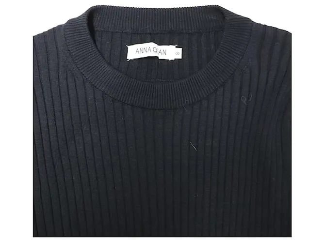 Autre Marque Vestido de canalé con espalda abierta Sasha de algodón negro de Anna Quan 
