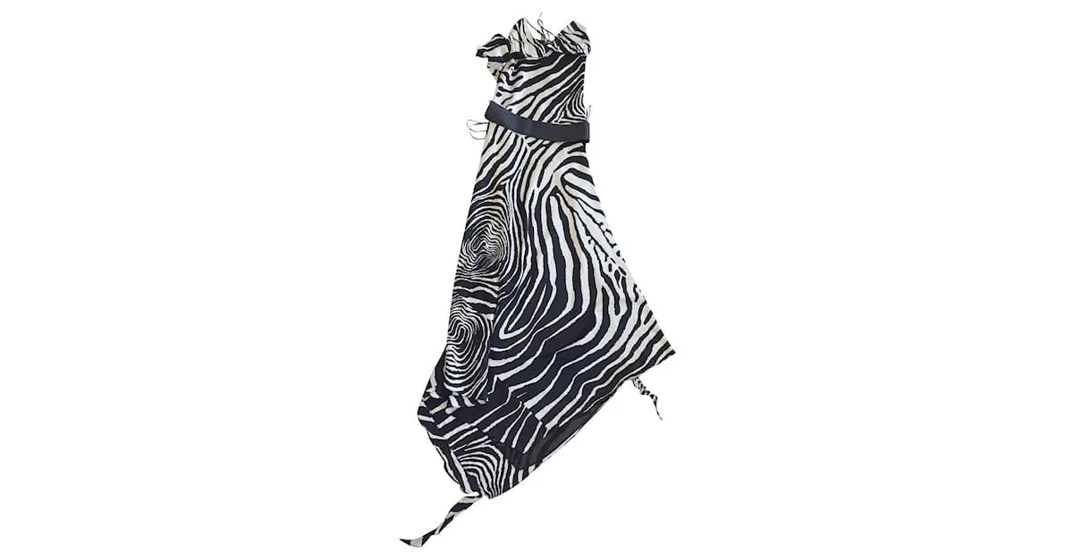 Autre Marque Vestido largo con escote pronunciado en la espalda Estampado de cebra 