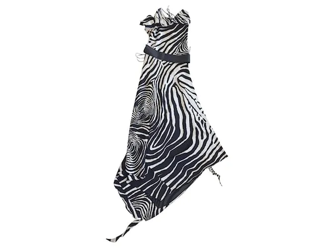 Autre Marque Vestido largo con escote pronunciado en la espalda Estampado de cebra 