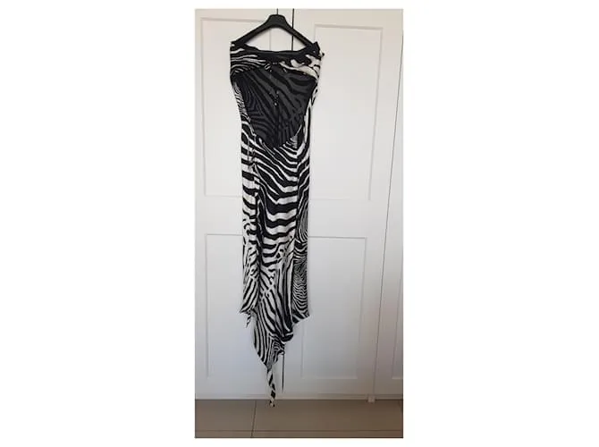 Autre Marque Vestido largo con escote pronunciado en la espalda Estampado de cebra 
