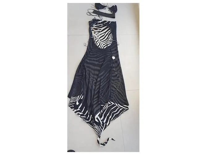 Autre Marque Vestido largo con escote pronunciado en la espalda Estampado de cebra 