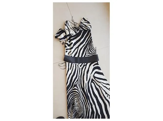 Autre Marque Vestido largo con escote pronunciado en la espalda Estampado de cebra 