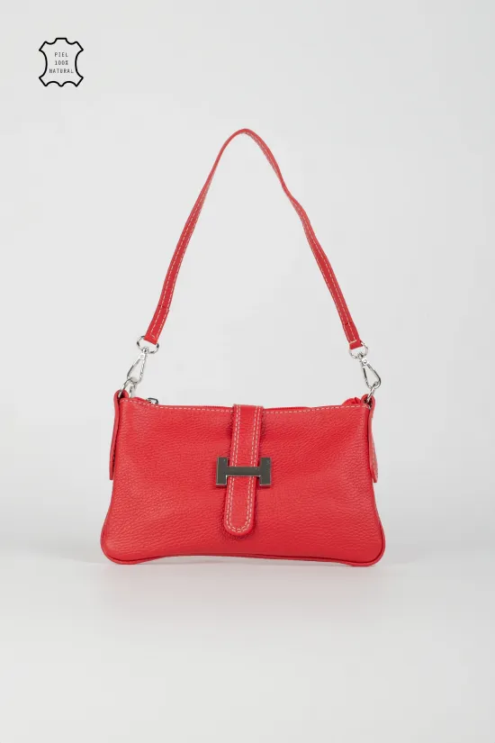 BANDOLERA DE PIEL BLUBAS  ROJO