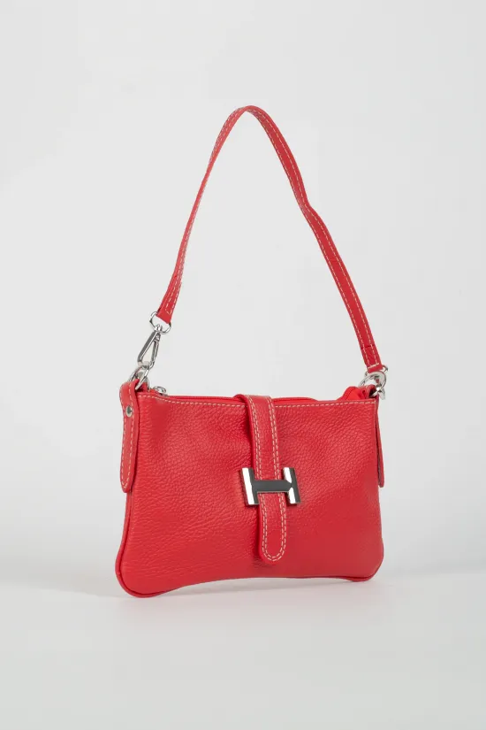 BANDOLERA DE PIEL BLUBAS  ROJO