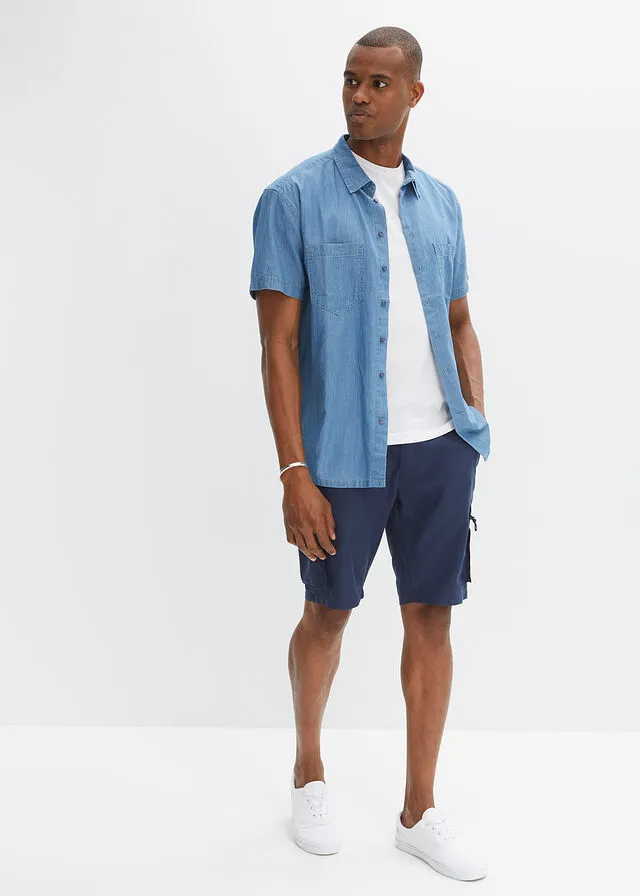 Bermudas de microfibra con estampado cargo Azul marino