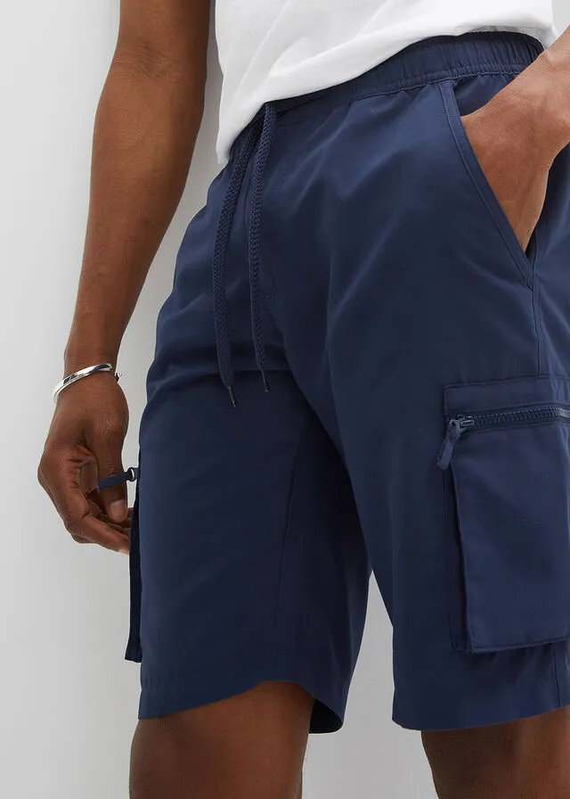 Bermudas de microfibra con estampado cargo Azul marino