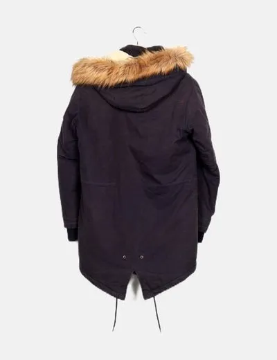 Bershka Parka azul detalle borrego