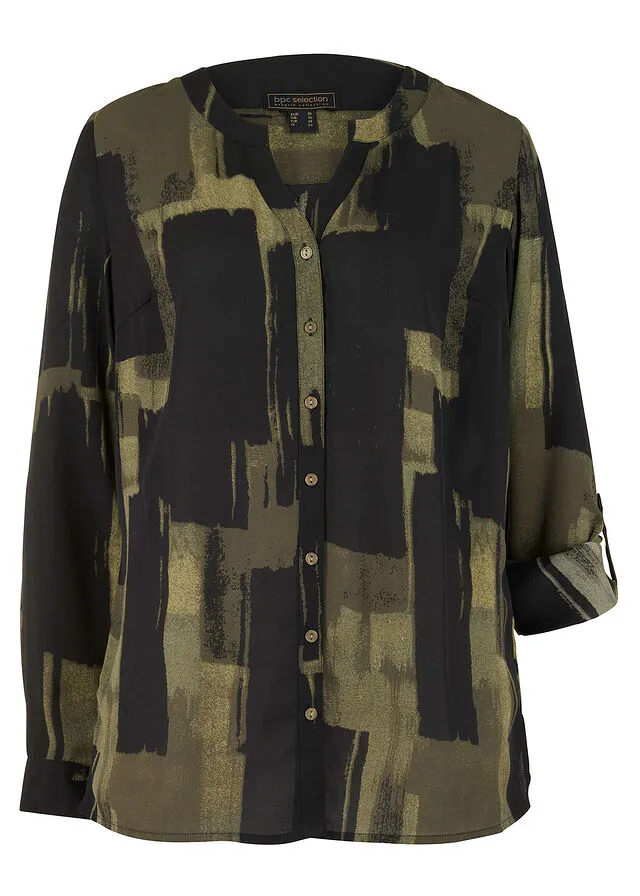 BLUSA LARGA CON ESTAMPADO NEGROVERDE OLIVA