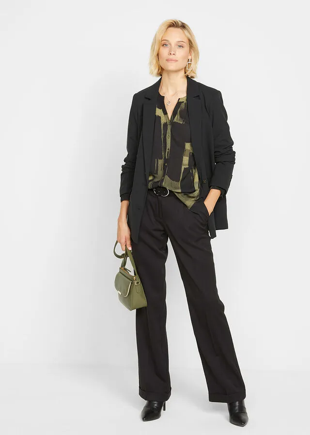 BLUSA LARGA CON ESTAMPADO NEGROVERDE OLIVA