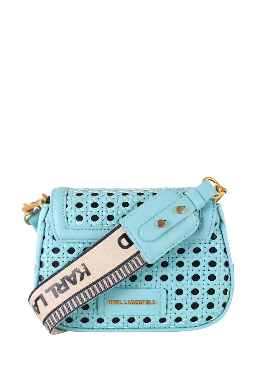 Bolso bandolera azul pequeño con logo negro