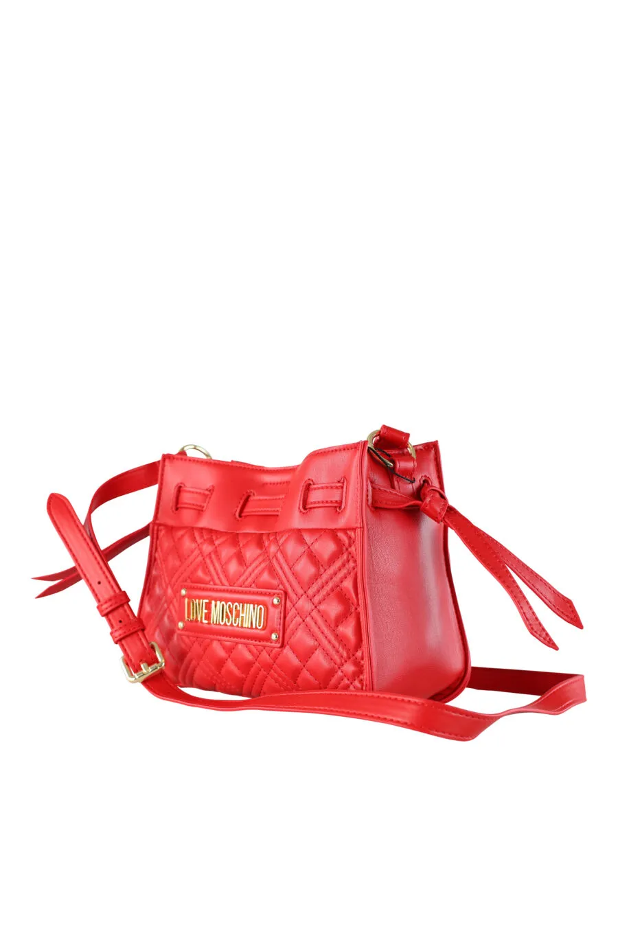 Bolso bandolera rojo acolchado con cadena y logo