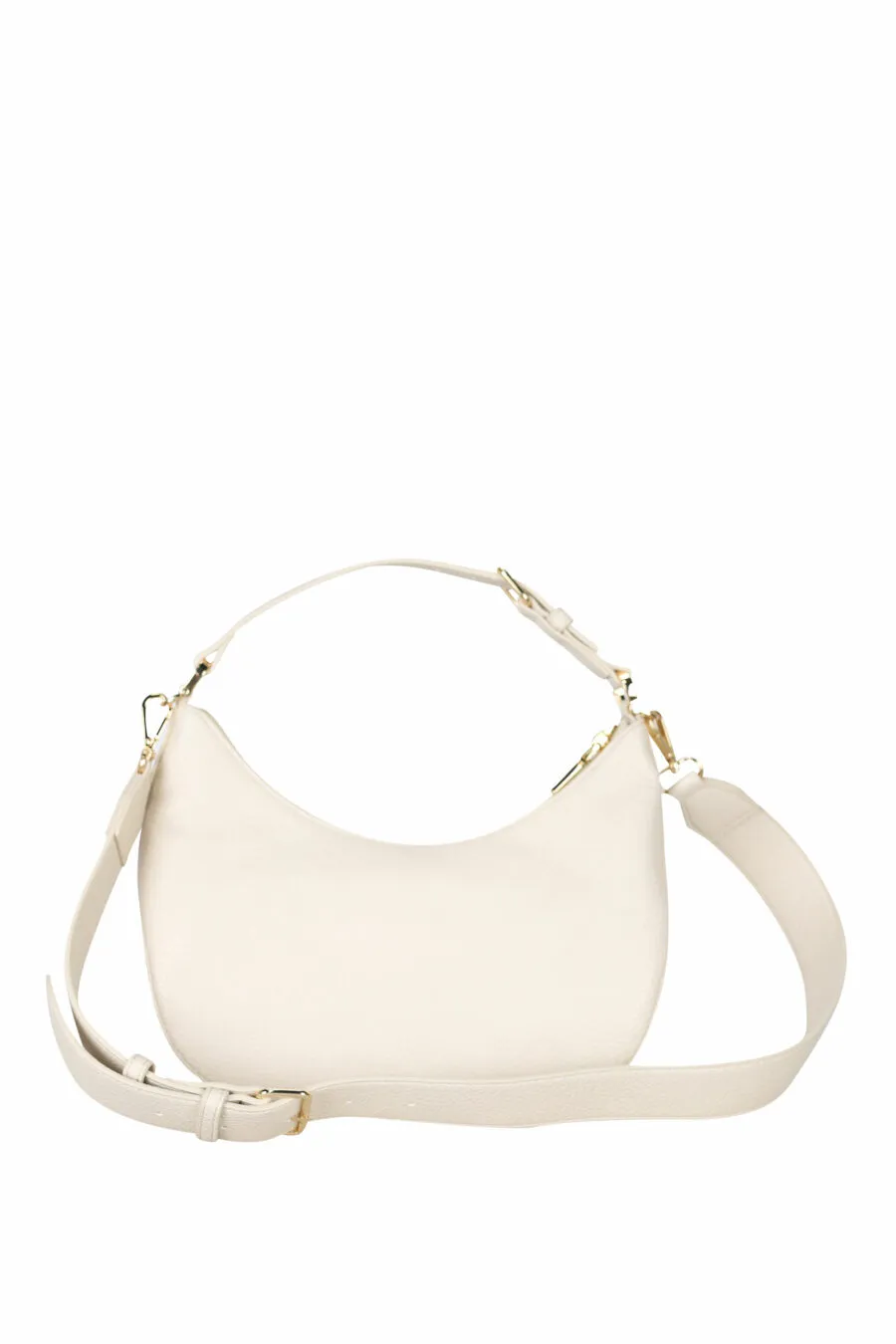 Bolso de hombro beige de cuero con minilogo monocromático