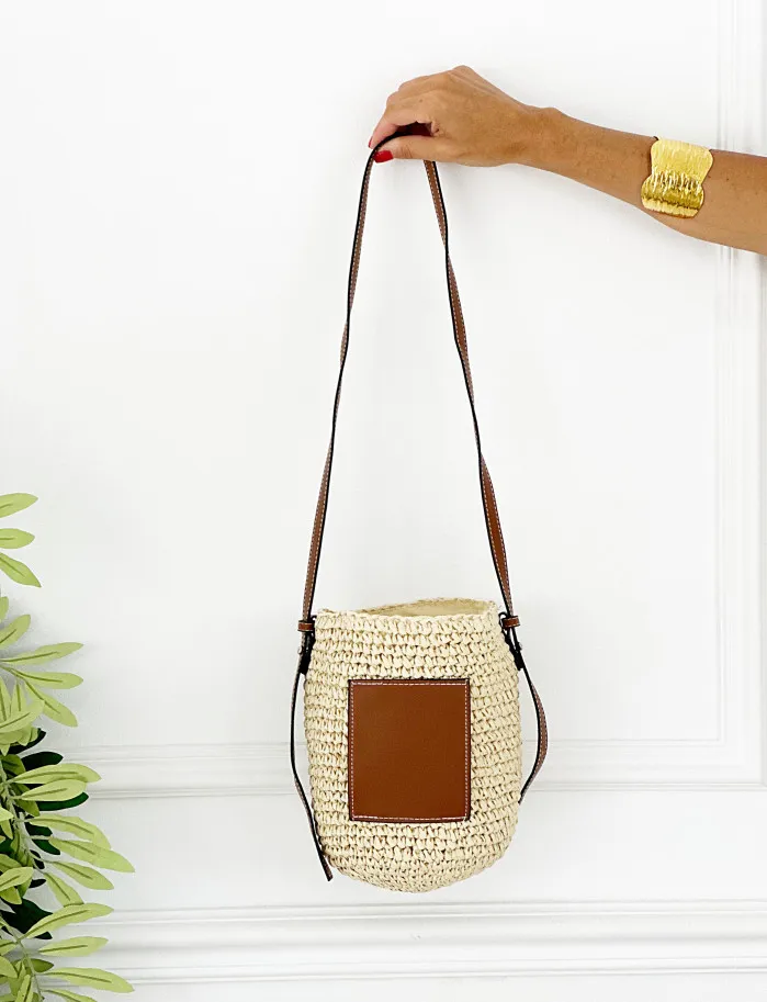 Bolso love rafia beige