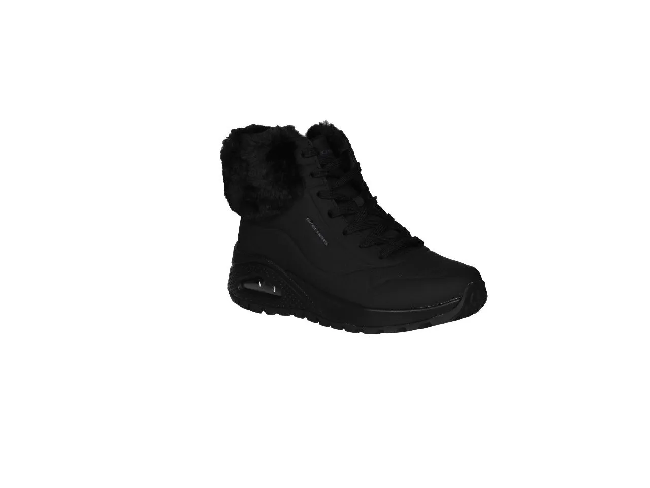 Botin Cordon/cremallera Negro Cuello Pelos Camara De Aire