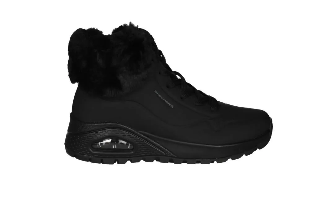 Botin Cordon/cremallera Negro Cuello Pelos Camara De Aire