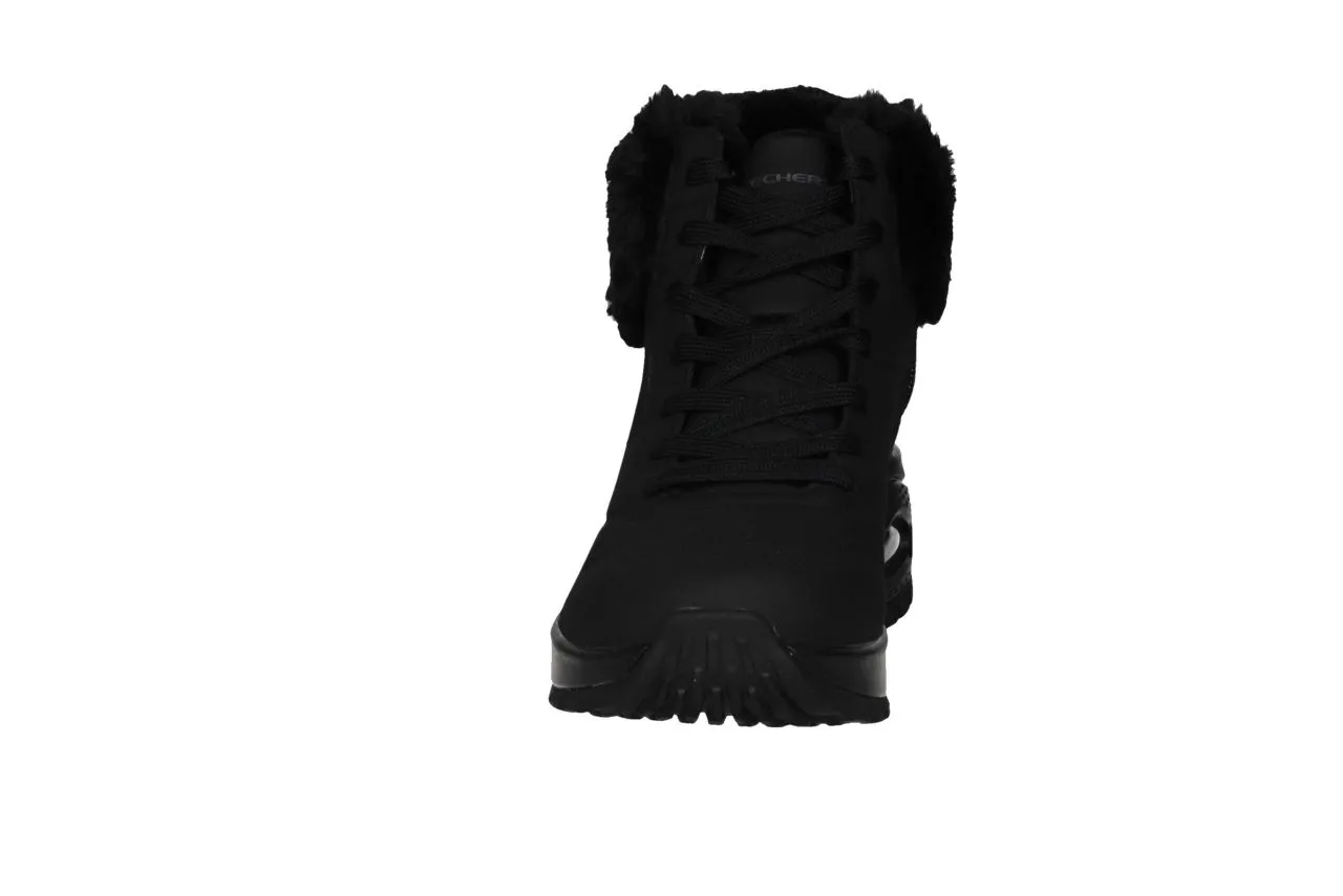 Botin Cordon/cremallera Negro Cuello Pelos Camara De Aire