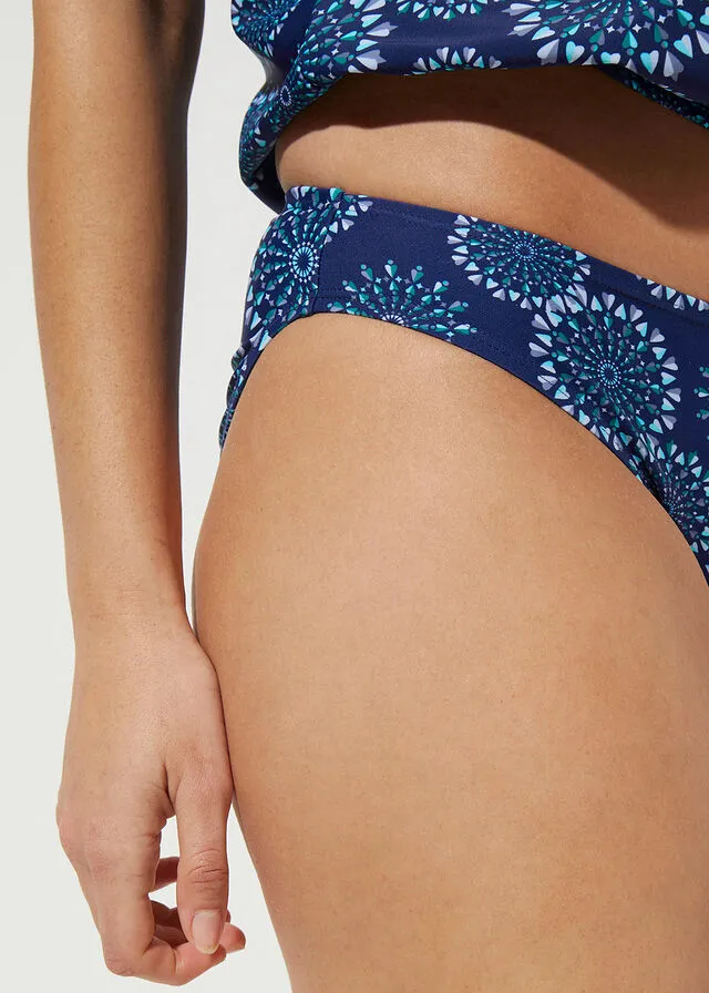 Braga de bikini azul oxford con estampado gráfico