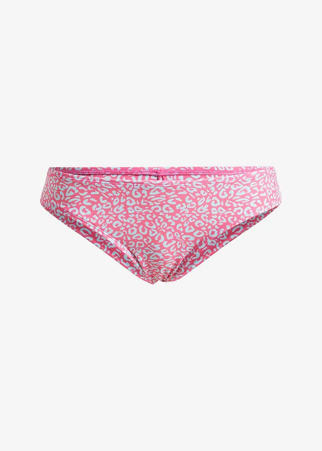 BRAGA DE BIKINI ESTILO HIPSTER AZUL CLAROROSA CON ESTAMPADO DE LEOPARDO