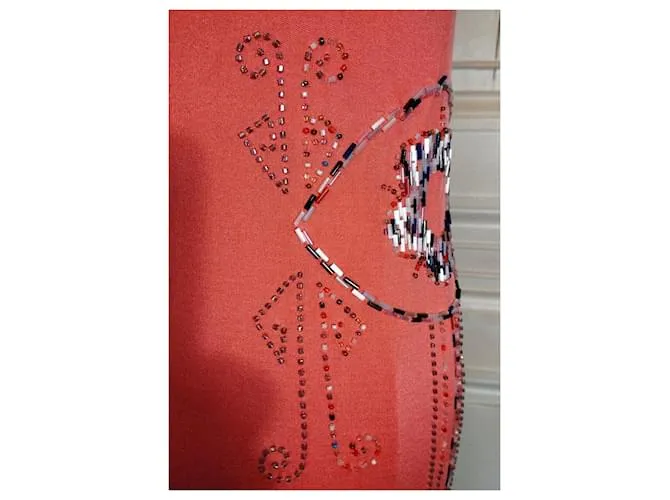 CACHAREL VESTIDO ESPALDA CORREDERA LAZADA PERLA CABOCHONS VESTIDO S 38 Rosa Melocotón 
