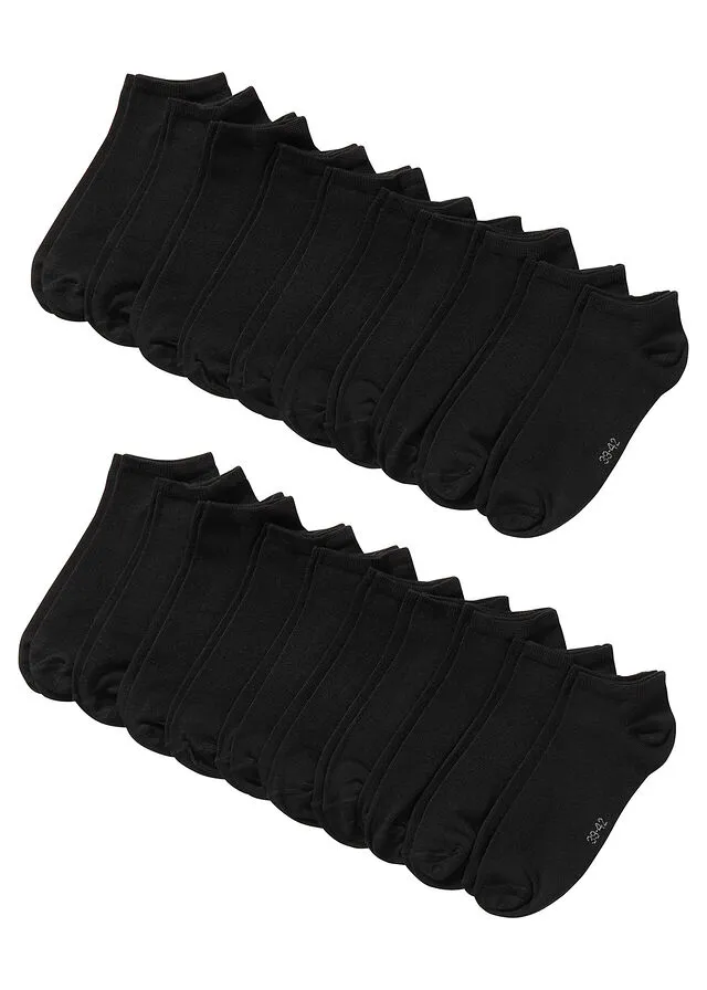 Calcetines deportivos con algodón orgánico (20 unidades) Negro