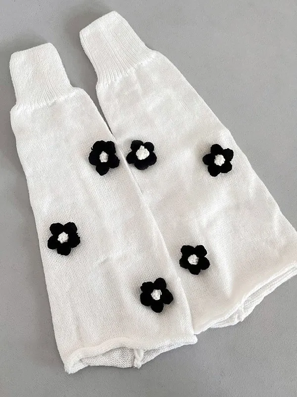 Calentador de piernas de punto con adorno floral