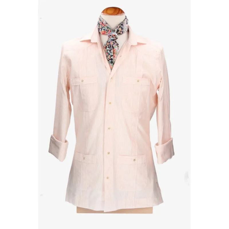 Camisa Cubana Rayas Rojo