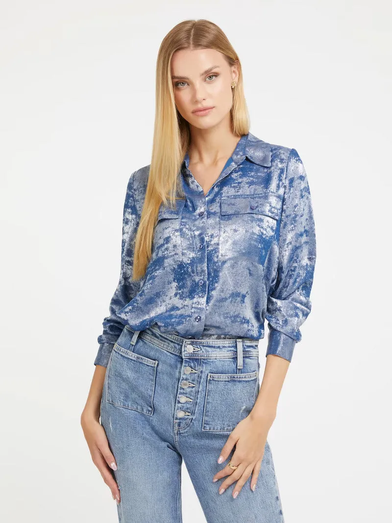 CAMISA EFECTO METALIZADO DE GUESS  GRIS
