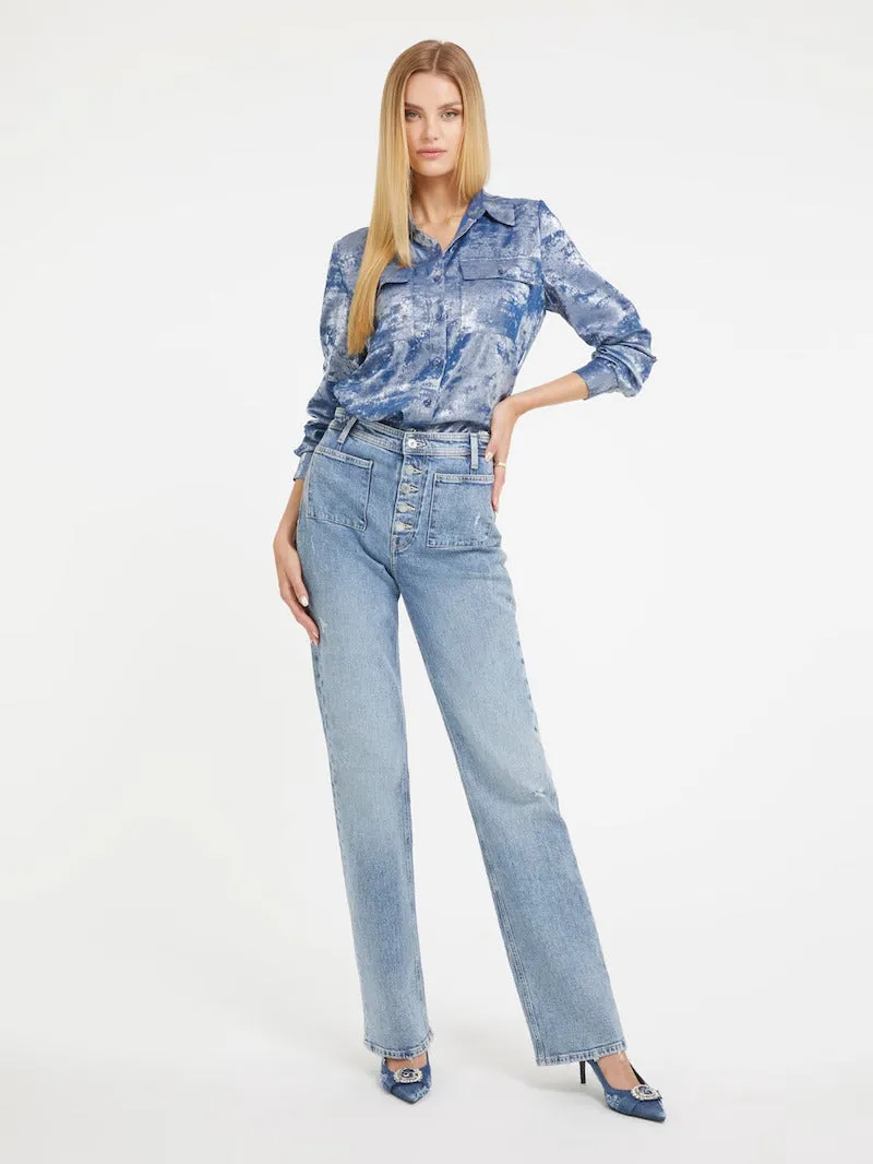 CAMISA EFECTO METALIZADO DE GUESS  GRIS